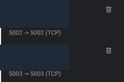Google Wi-Fi forwarding entries for TCP ports 5002 and 5003, with the NAS name, private IP address and MAC address removed.